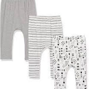 HonestBaby 3 Pack  Harem Pants Roomy Fit Pull on Bottoms 100% Organic Cotton New